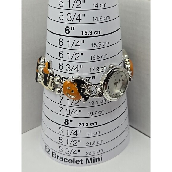 Halloween Charm Bracelet Watch Quartz New Battery Bats Pumpkins Black Hat Silver main image 13